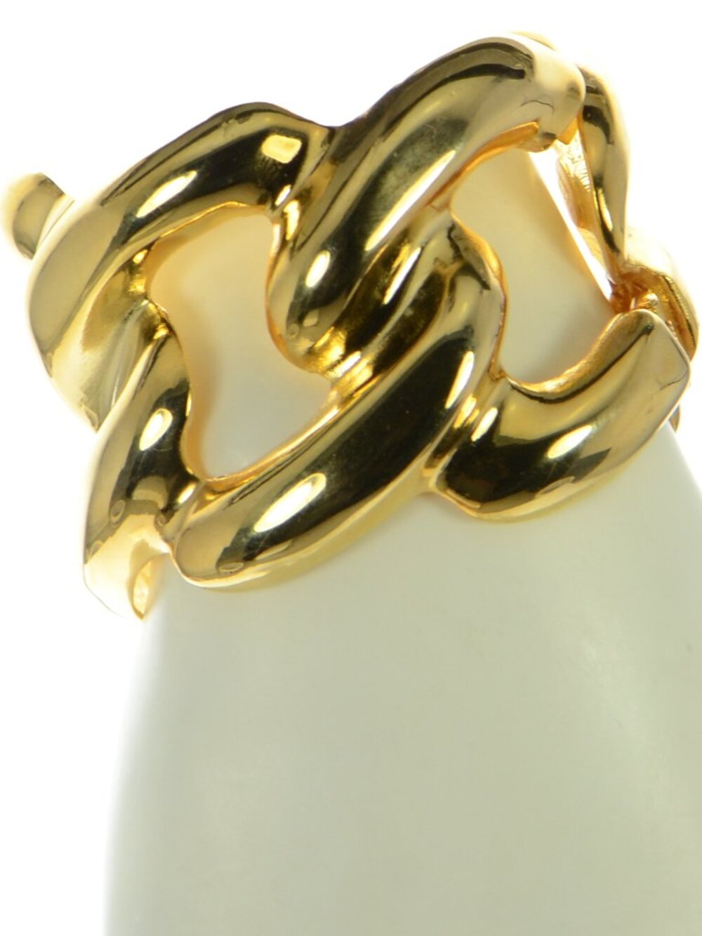 Kenneth Jay Lane Polished Gold Link Hinged Cuff Bracelet